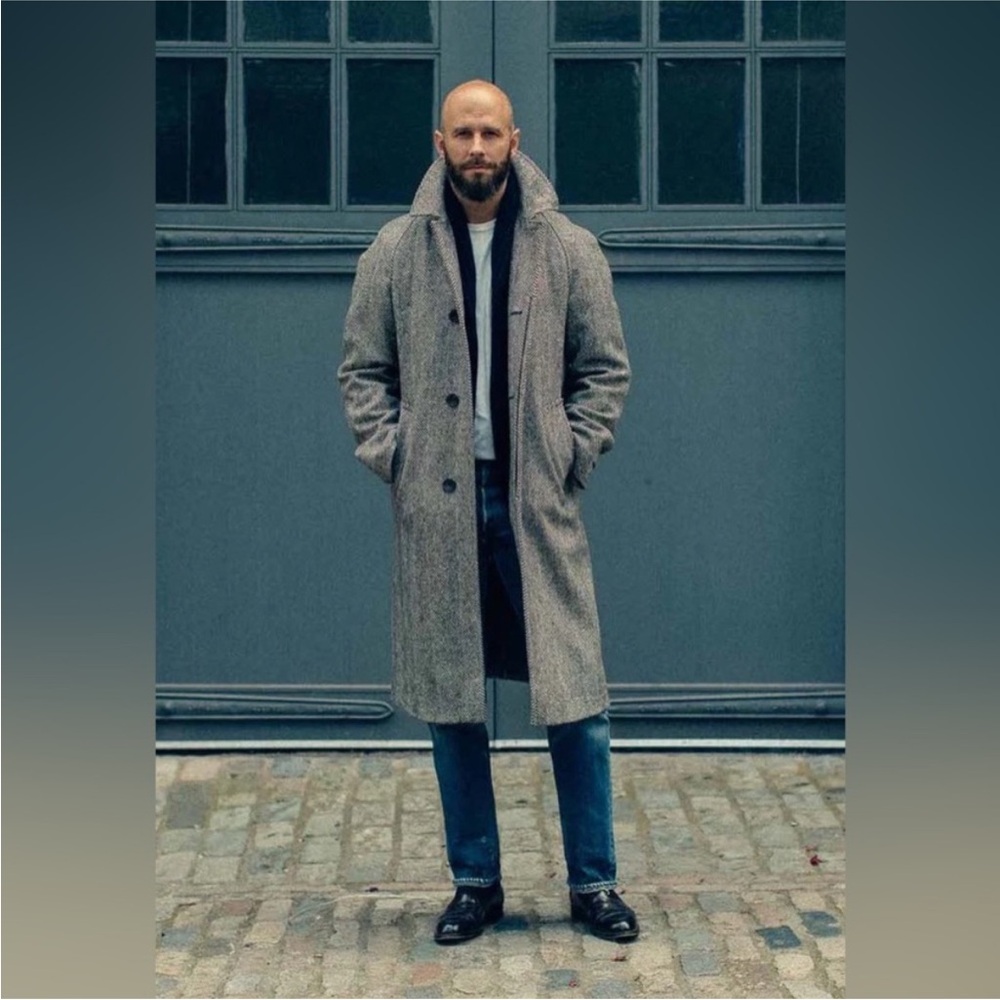 PRIVATE WHITE VC X PERMANENT STYLE DONEGAL OVERCOAT WOOL Sz 4 GRAY Tweed